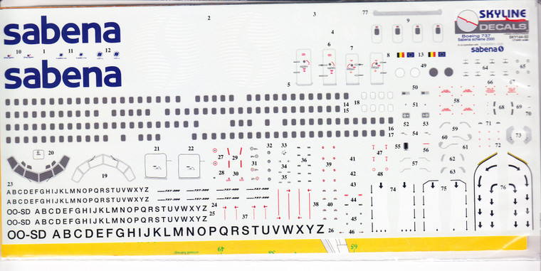 1/144 Scale Decal Sabena 737-200 / 300 / 400 / 500