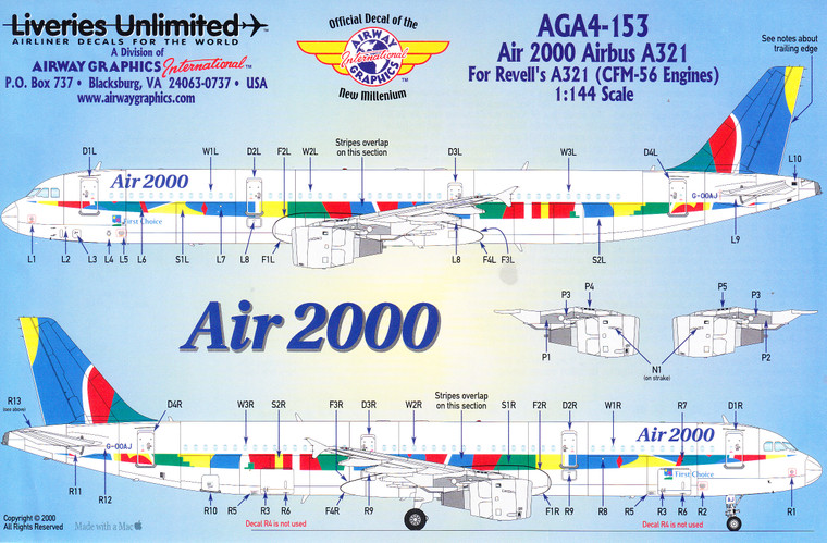 1/144 Scale Decal Air 2000 A-321