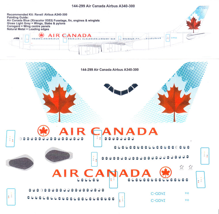 1/144 Scale Decal Air Canada A340-300