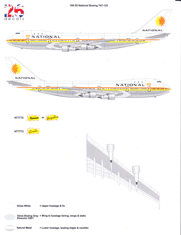 1/100 Scale Decal National 747-100