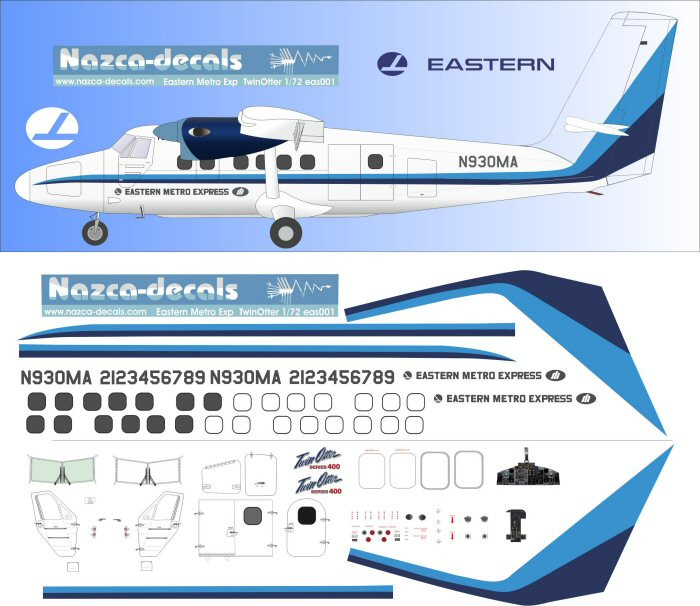 1/72 Scale Decal Eastern Metro Express Twin Otter