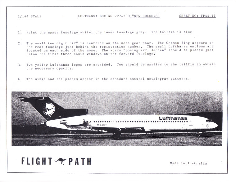 1/144 Scale Decal Lufthansa Airlines 727-200