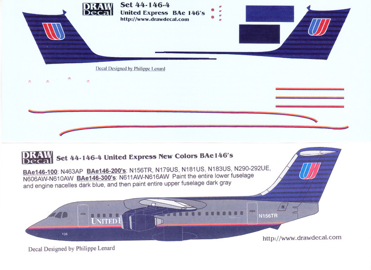 1/144 Scale Decal United Express BAe-146