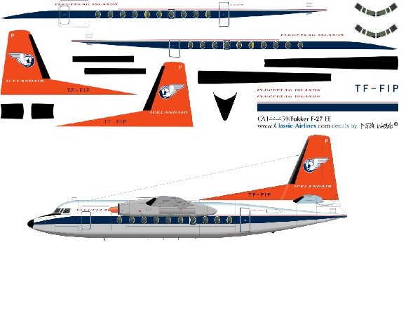 1/144 Scale Decal Icelandair F-27 ORANGE