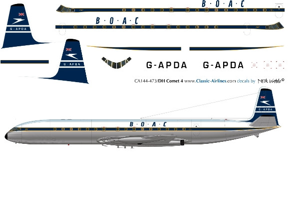 1/144 Scale Decal BOAC Comet 4 Pre Delivery