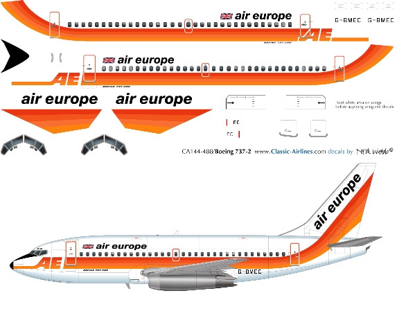 1/144 Scale Decal Air Europe 737-200