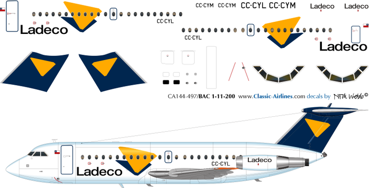 1/144 Scale Decal Ladeco BAC-111