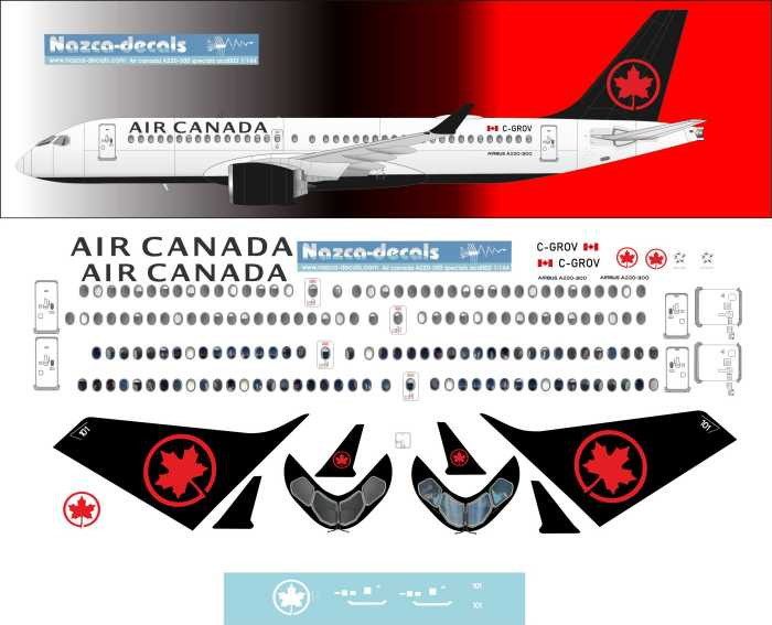 1/144 Scale Decal Air Canada A-220