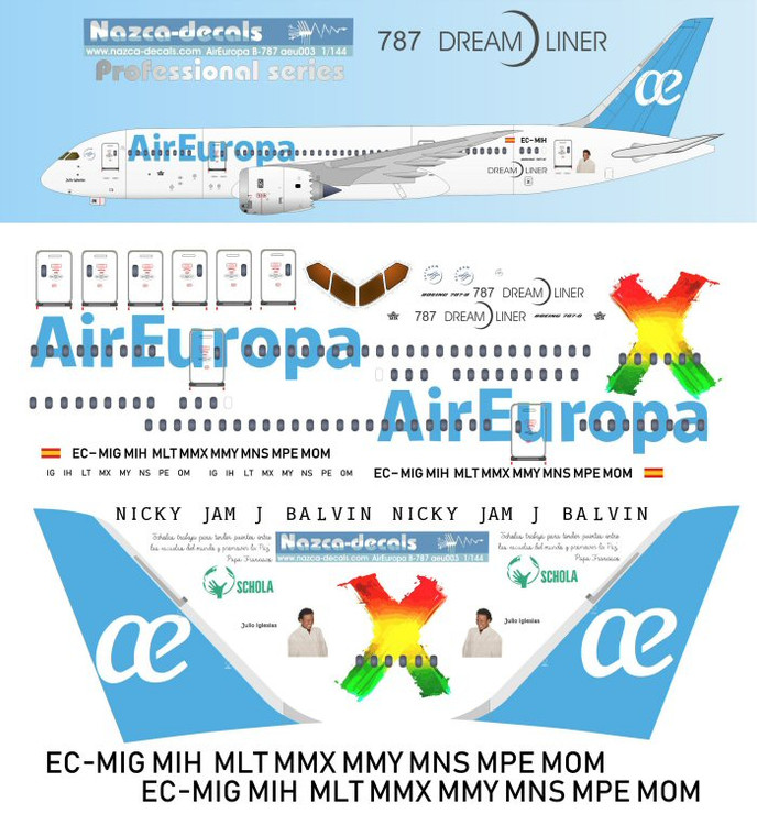 1/144 Scale Decal Air Europa 787-8 SCHOLA
