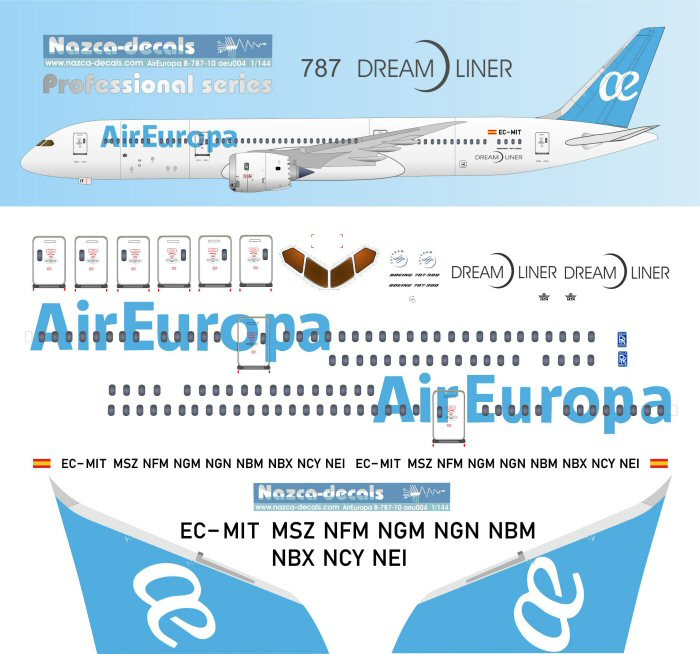 1/144 Scale Decal Air Europa 787-9