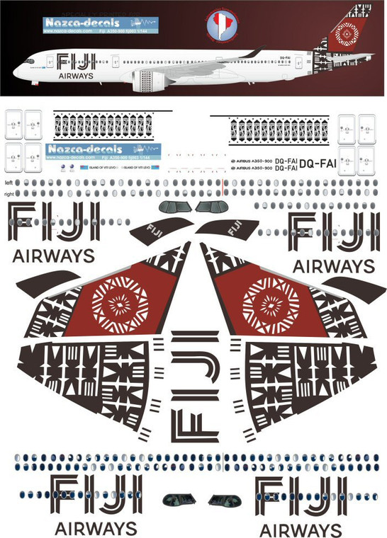 1/144 Scale Decal Fiji Airways A-350-900