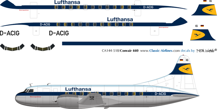 1/144 Scale Decal Lufthansa Convair 340