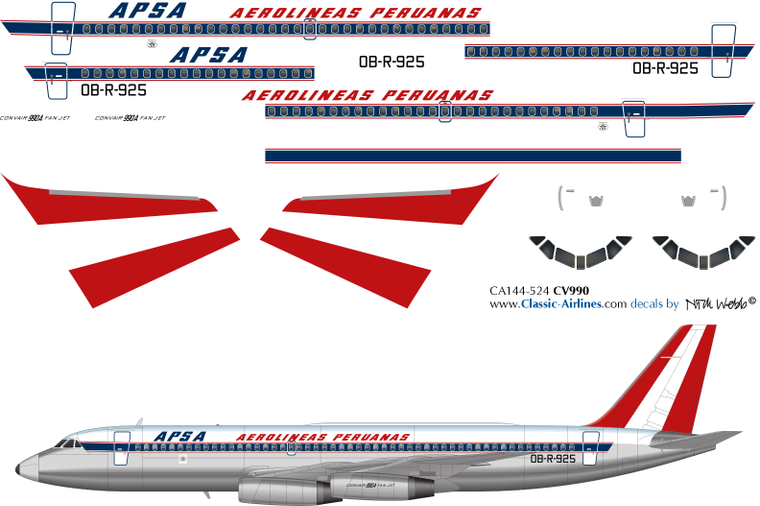 1/144 Scale Decal APSA Convair 990