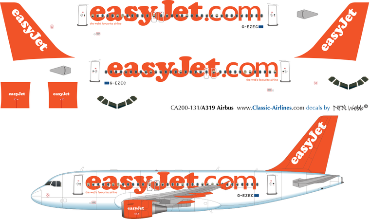 1/200 Scale Decal easyJet A-319