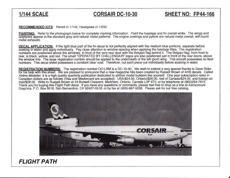 1/144 Scale Decal Corsair DC10-30