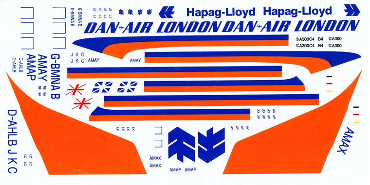 1/144 Scale Decal Hapag-Lloyd / Dan-Air London A300-B4