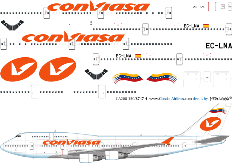 1/200 Scale Decal Conviasa 747-400