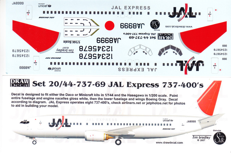 1/144 Scale Decal JAL Express 737-400