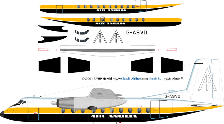 1/200 Scale Decal Air Anglia Herald