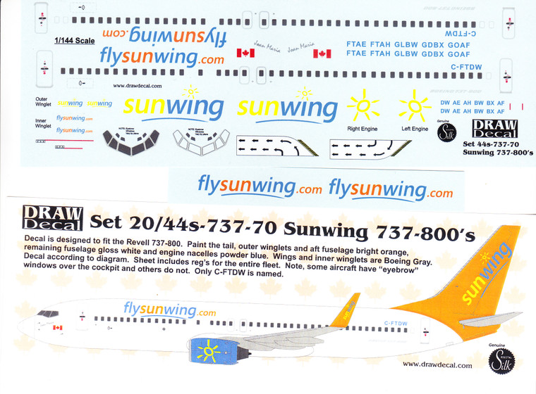1/144 Scale Decal Sun Wings 737-800