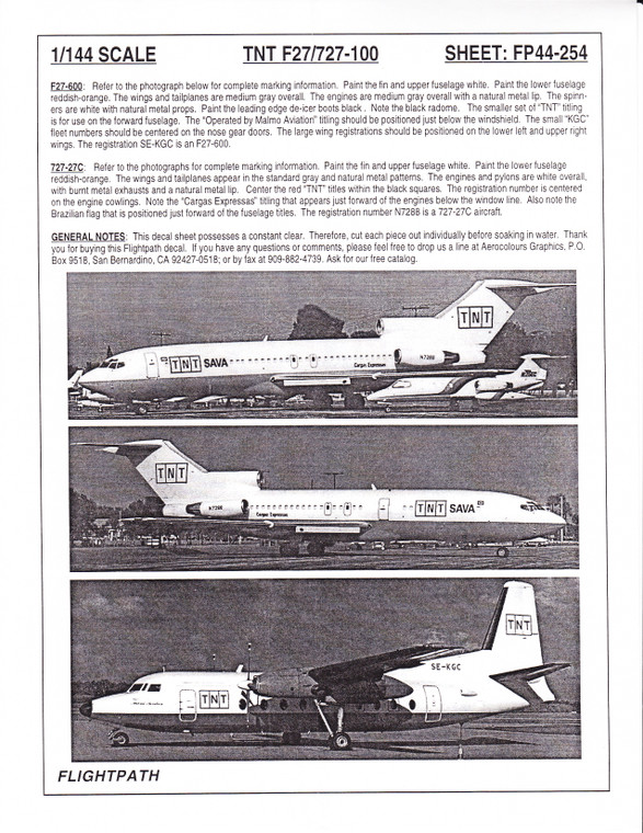 1/144 Scale Decal TNT 727-100