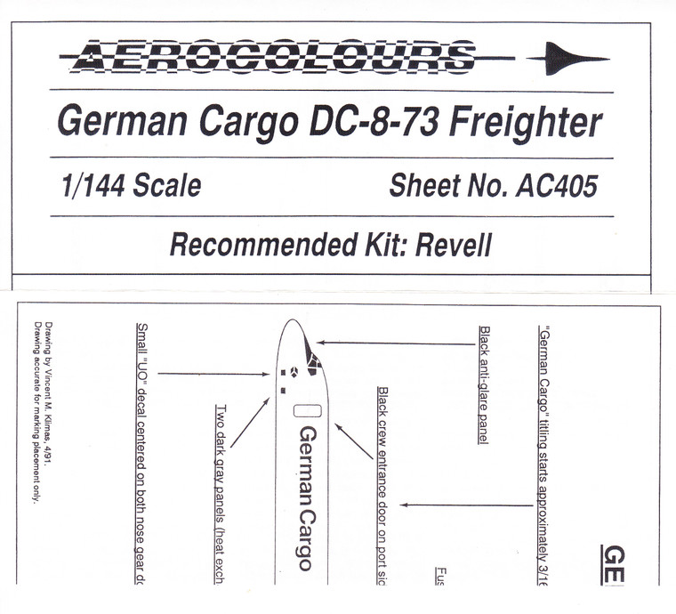 1/144 Scale Decal German Cargo DC8-73F