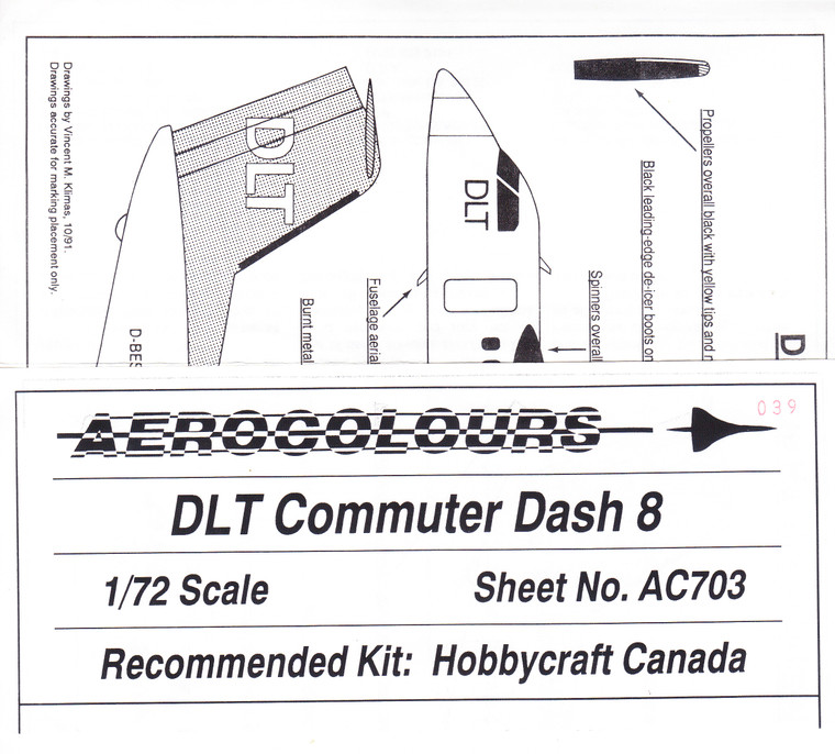 1/72 Scale Decal DLT Commuter Dash 8