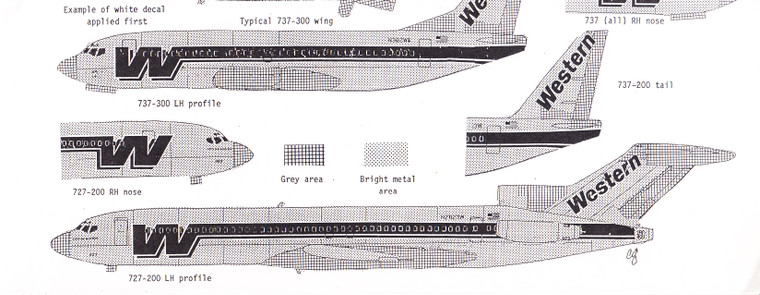 1/200 Scale Decal Western 737-200 / 727-200