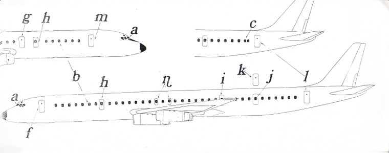 1/200 Scale Decal DC-8 Cockpit,Windows & Doors