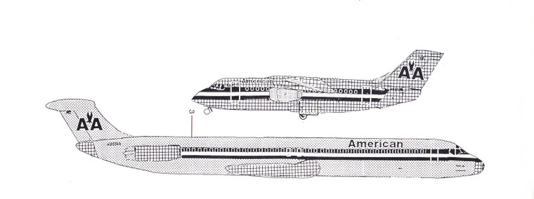 1/200 Scale Decal American MD-80 / BAe-146