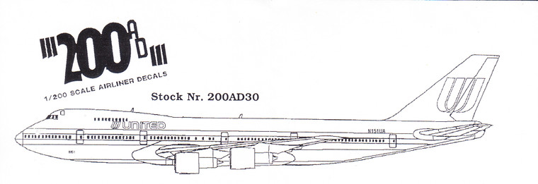1/200 Scale Decal United 747-100 / 200 / 400 / SP