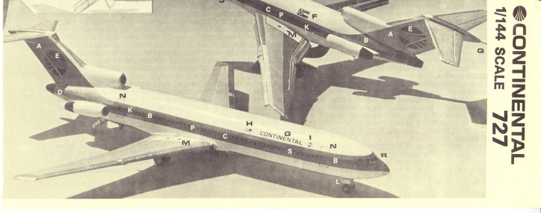 1/144 Scale Decal Continental 727-100 / 200