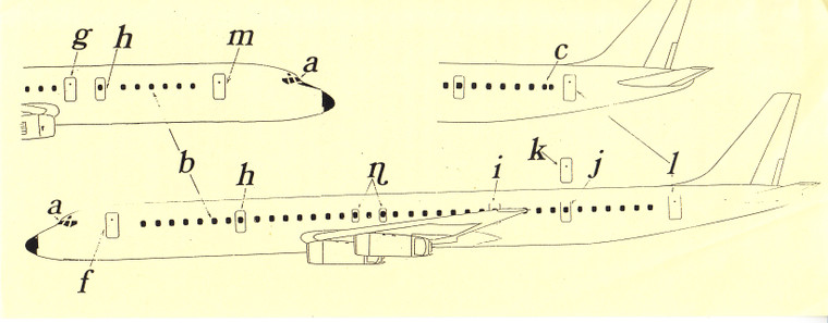 1/144 Scale Decals DC-8 Cockpit / Doors & Windows