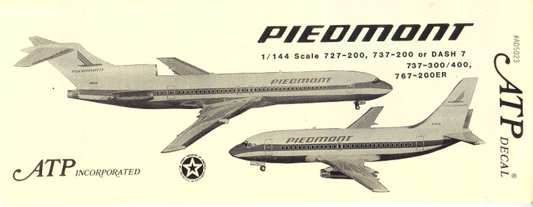 1/144 Scale Decal Piedmont 727 / 737 / 767 Henson Dash 7