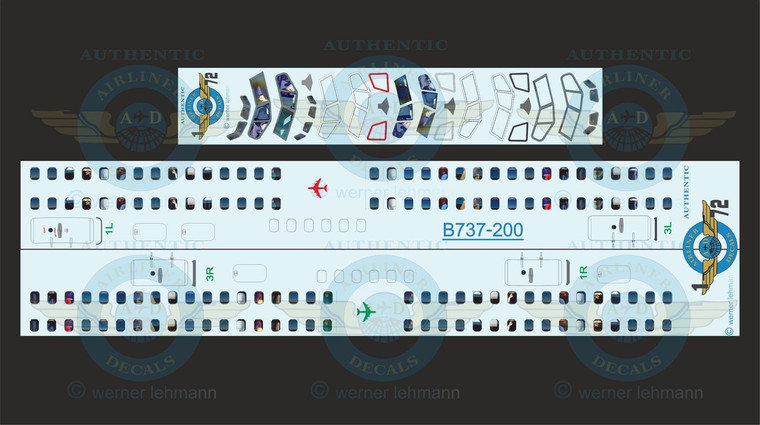 1/72 Scale Decal 737-200 LIFELIKE Cockpit & Windows