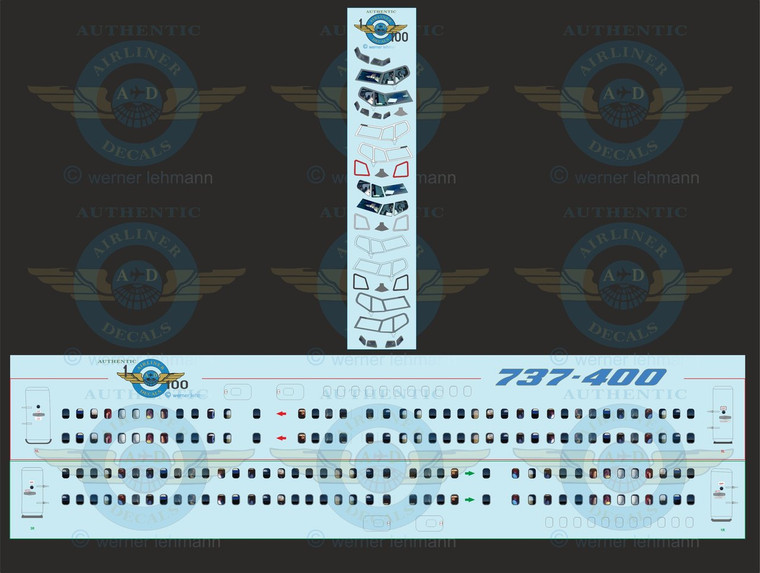 1/100 Scale Decal 737-400 LIFELIKE Cockpit & Windows