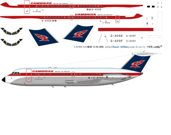 1/144 Scale Decal Cambrian BAC-111 (del)