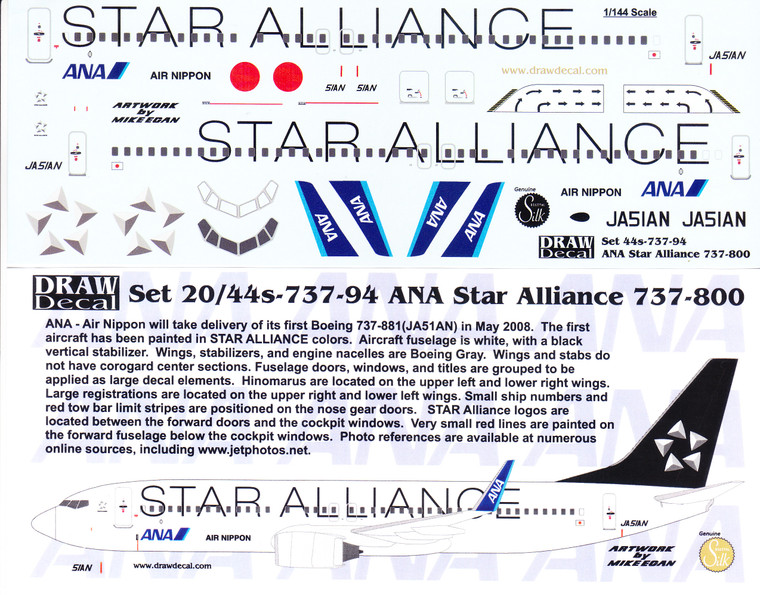 1/144 Scale Decal ANA 737-800 Star Alliance
