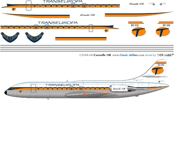 1/144 Scale Decal Trans Europa Caravelle