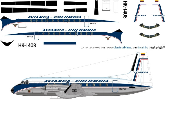 1/144 Scale Decal Avianca HS-748
