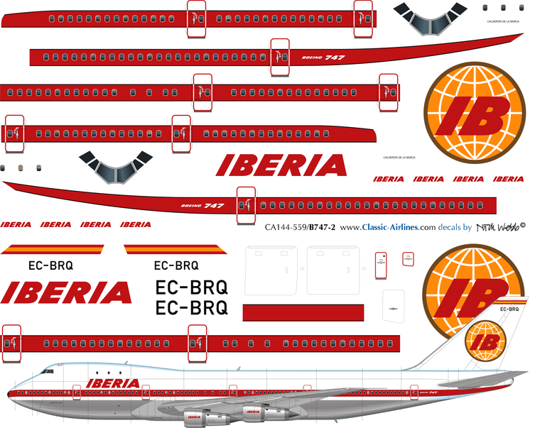 1/144 Scale Decal Iberia 747-200 Delivery