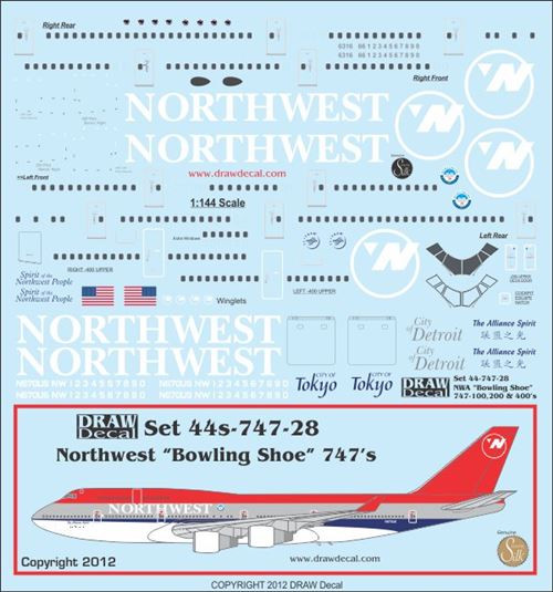 1/144 Scale Decal Norhtwest 747-100 / 200 / 400