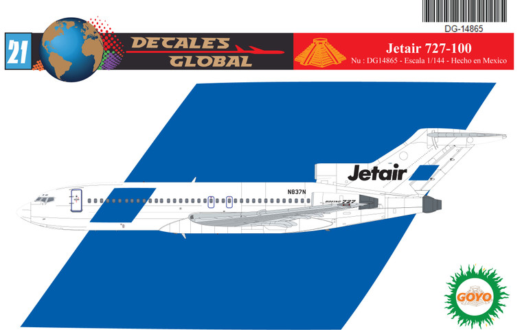 1/144 Scale Decal Jetair 727-100