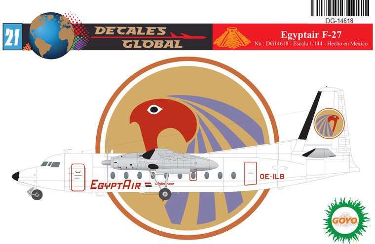 1/144 Scale Decal Egypt Air F-27