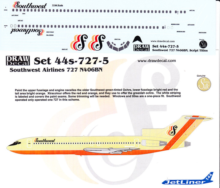 1/144 Scale Decal Southwest 727-200