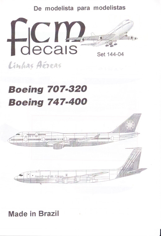 1/144 Scale Decal Varig 747-400 / AeroBrasil Cargo 707-320
