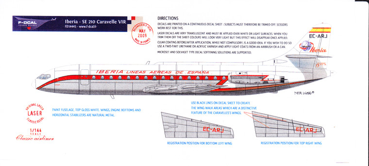 1/144 Scale Decal Iberia Airlines Caravelle