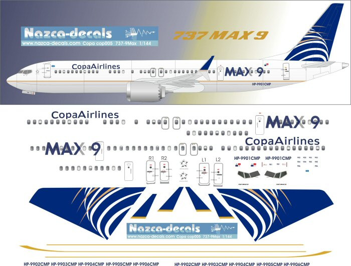 1/144 Scale Decal Copa Airlines 737-9 MAX