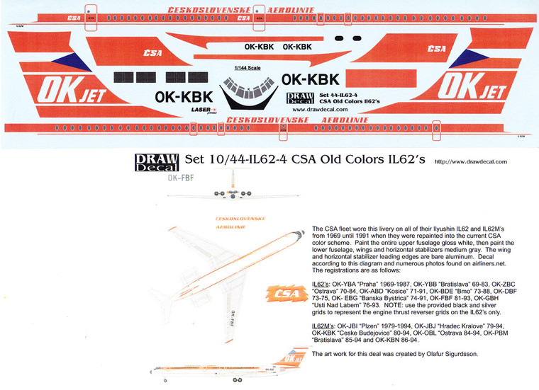 1/144 Scale Decal CSA IL-62