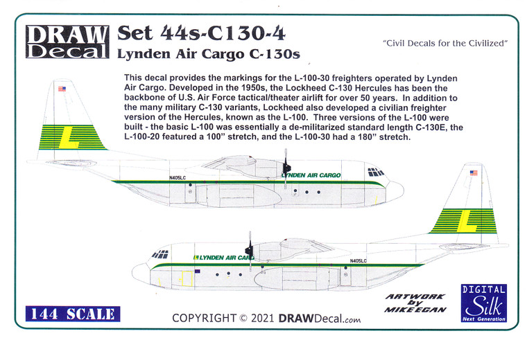 1/144 Scale Decal Lyden Air Cargo C-130